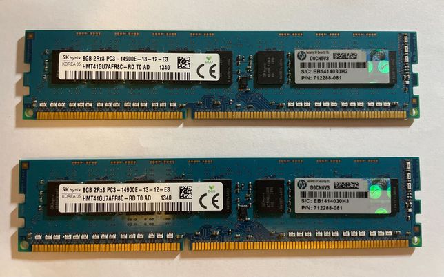 DDR3 16 GB 2 X SK Hynix 8gb 2rx8 PC3-14900e