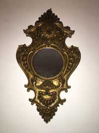 Espelho antigo floral em talha dourada