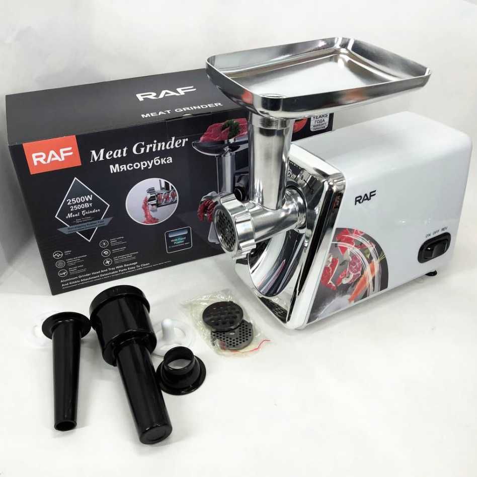 Мясорубка RAF R.3368 2500W из нержавеющей стали, 3 насадки