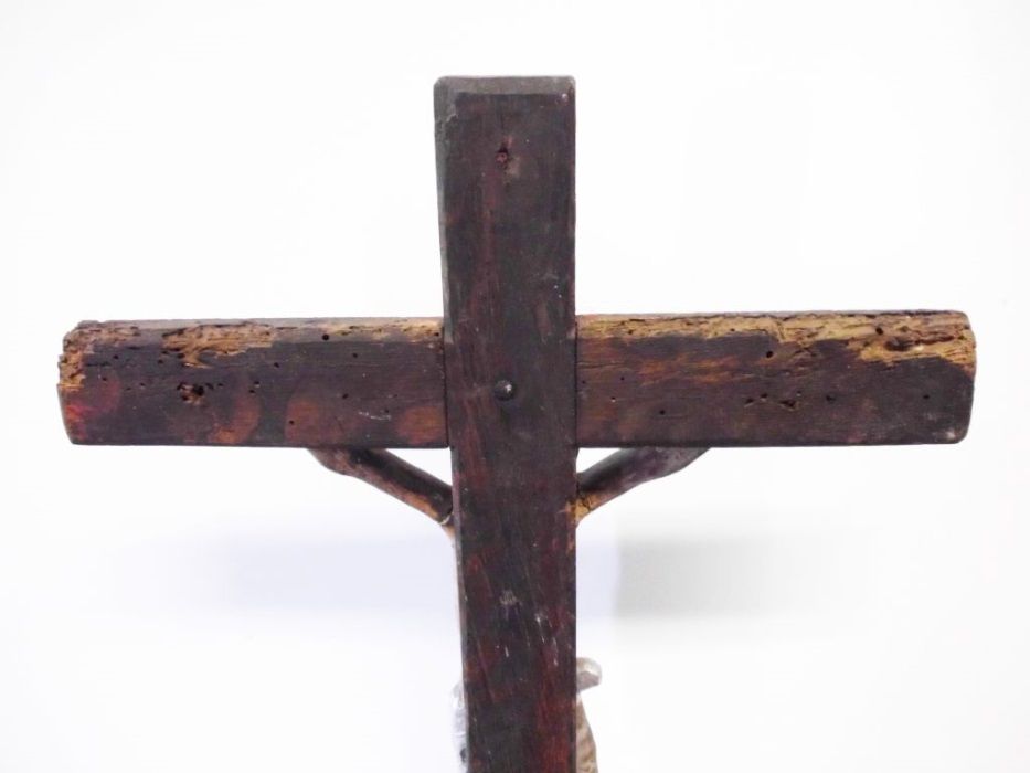 Antigo crucifixo de pé em madeira - ca. 1900