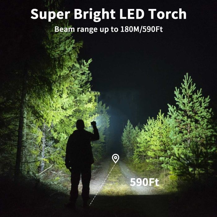 Mocna Latarka Taktyczna Led Akumulatorowa Zoom Survivalowa 2000LM