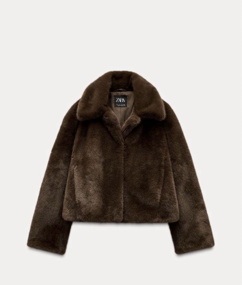 Шубка зара zara шуба коричнева куртка мєхова