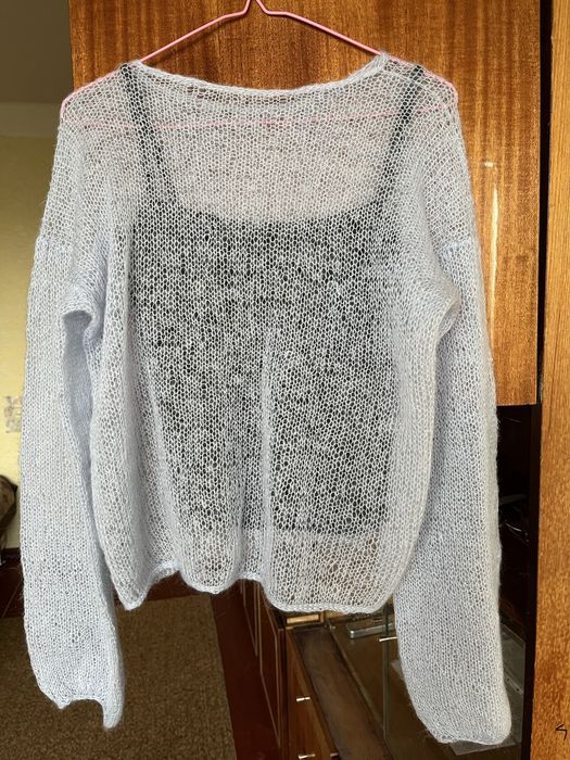 Свитер паутинка из кид мохера желтый размер s\m