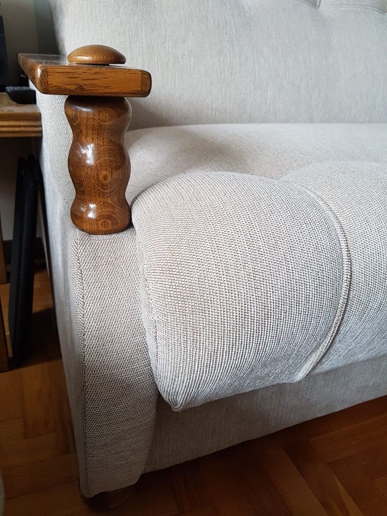 Zestaw wypoczynkowy kanapa fotele dębowe elementy tapczan dąb rustical