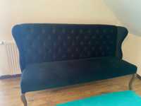 Kanapa sofa Chesterfield zielona 180 cm welur debowe nogi Ludwik