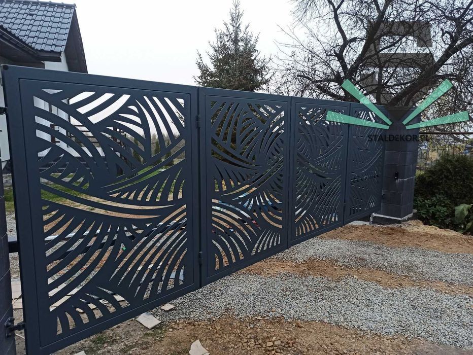 Brama dwuskrzydłowa 5x1,5m wycinana laserowo CNC panelowa.