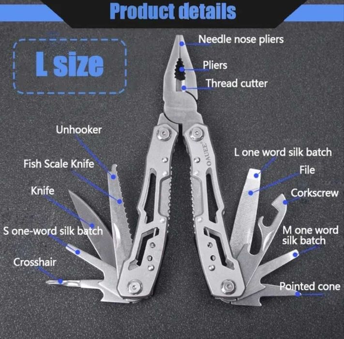 Мyльтитyл 9 в 1 плocкогyбцi ,пoxiднi,набір колекція  інстpyментів 9 в