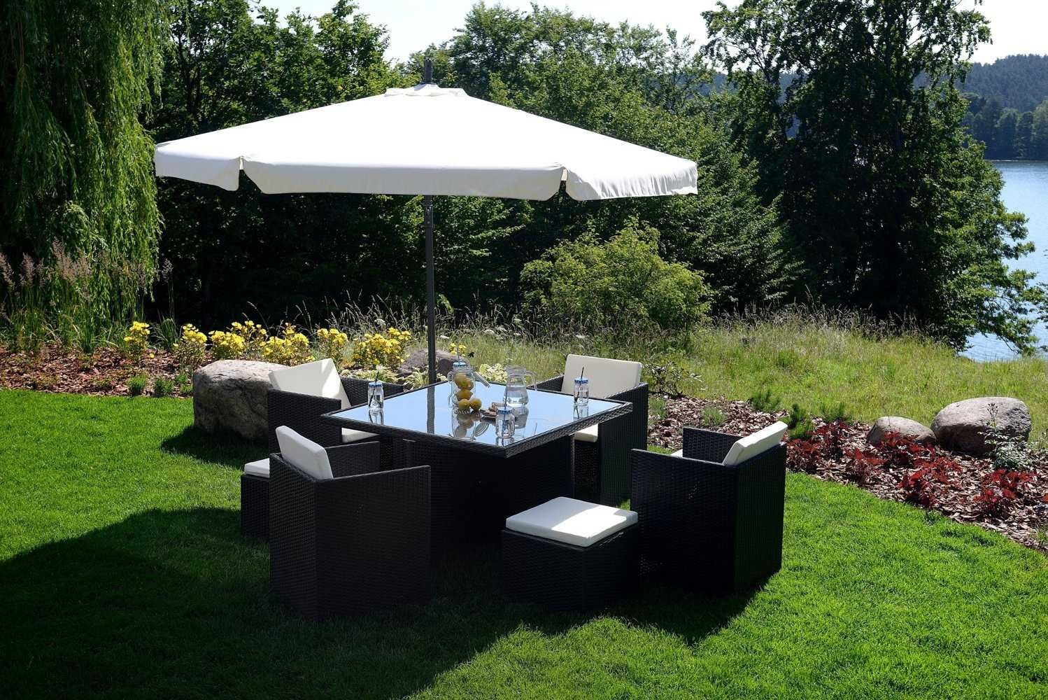 Nowy Parasol Ogrodowy Duży Składany Wysięgnik 350cm Falbany Tarasowy