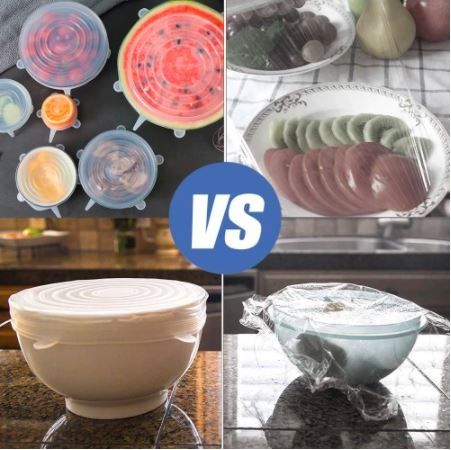 conjunto 6 Tampas silicone elásticas vedantes tuperweres