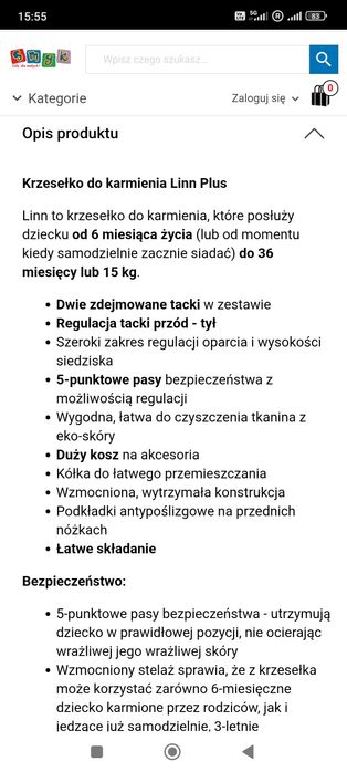 Krzesełko do karmienia