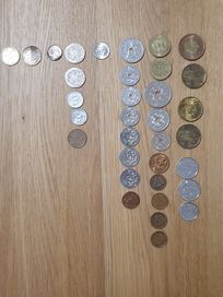 Zbiór/zestaw różnych monet obiegowych głównie Europejskich