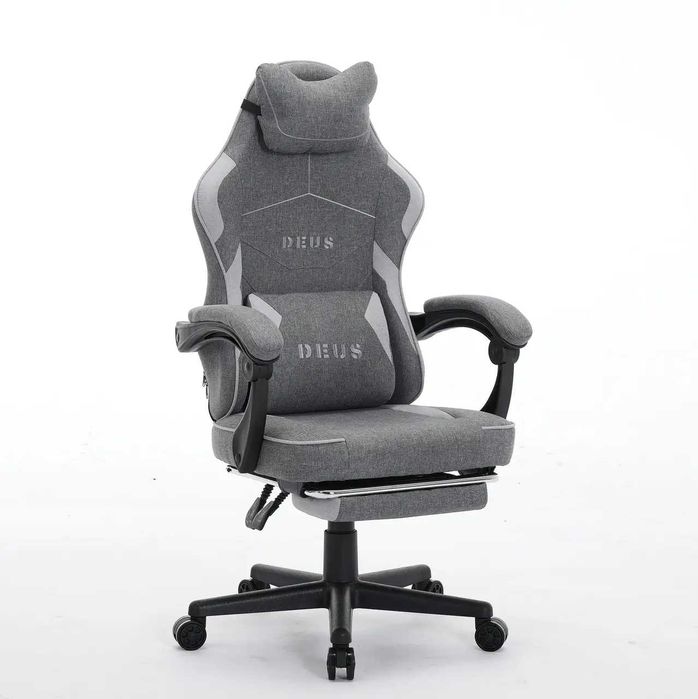 Комп’ютерне крісло із тканини з підніжкою і 2 подушками до 130кг EDGE