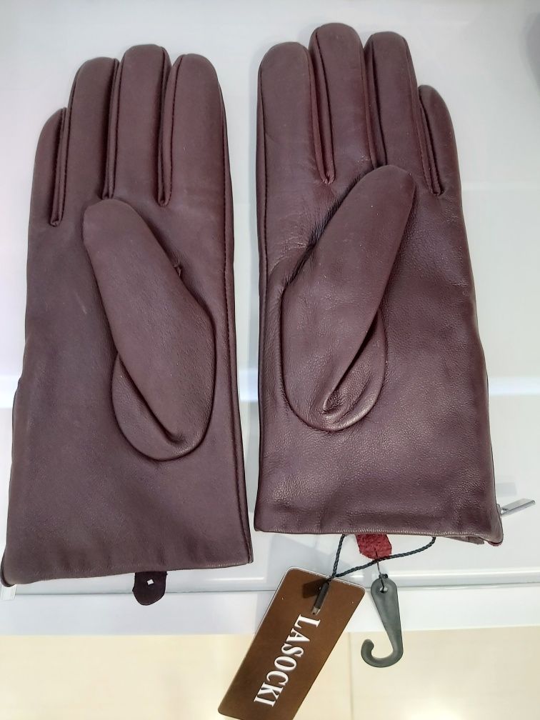 Nowe rękawiczki skórzane damskie  LASOCKI z metką rozmiar M