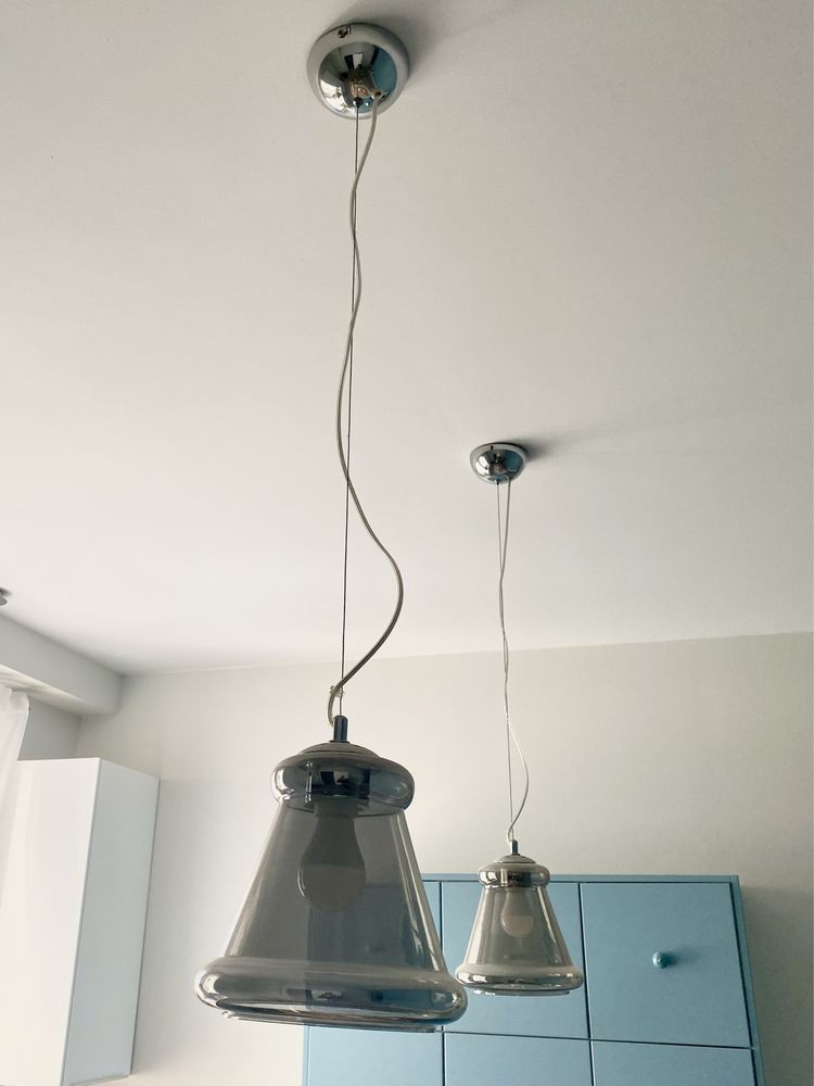 Lampa wisząca, szklany szary klosz, nowoczesna (mam 2 szt.)