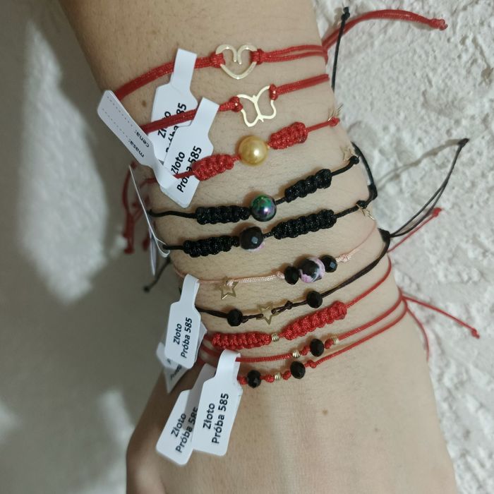 Bransoletka na sznurku złota 585