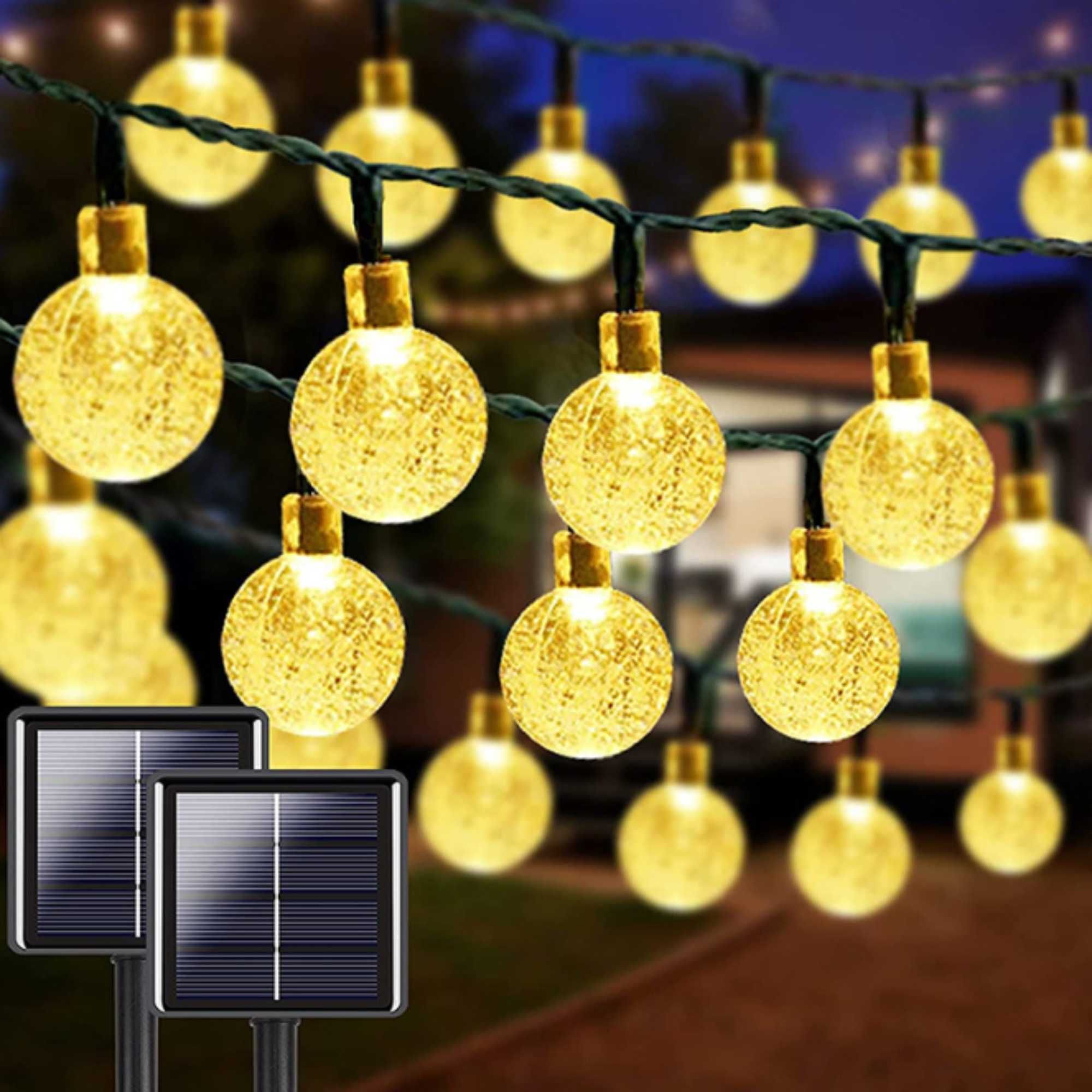 Lampki Solarne GIRLANDA Świetlna Kulki Lampa Do Ogrodu Taras Balkon 6m