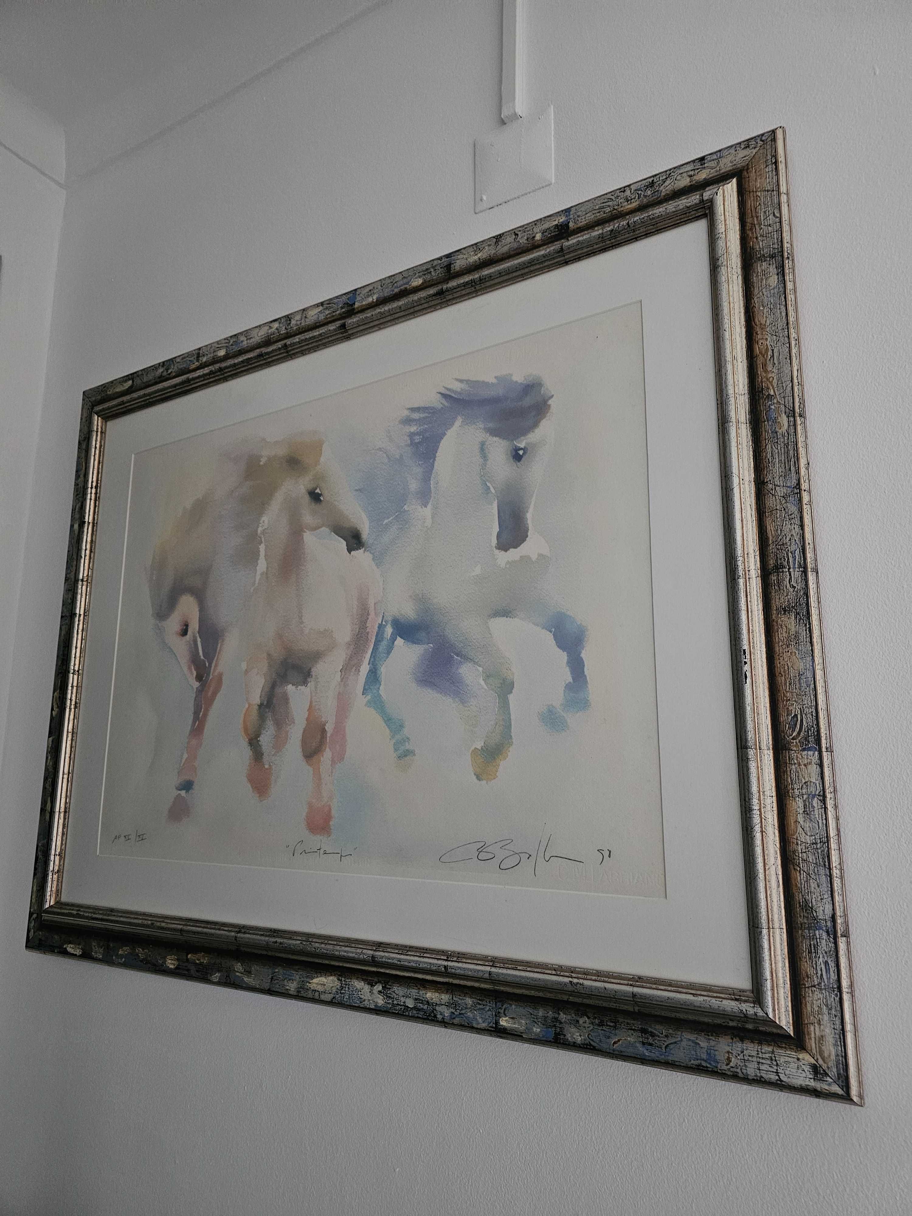 Serigrafia De Cavalos em aquarela de Beatrice Bulteau