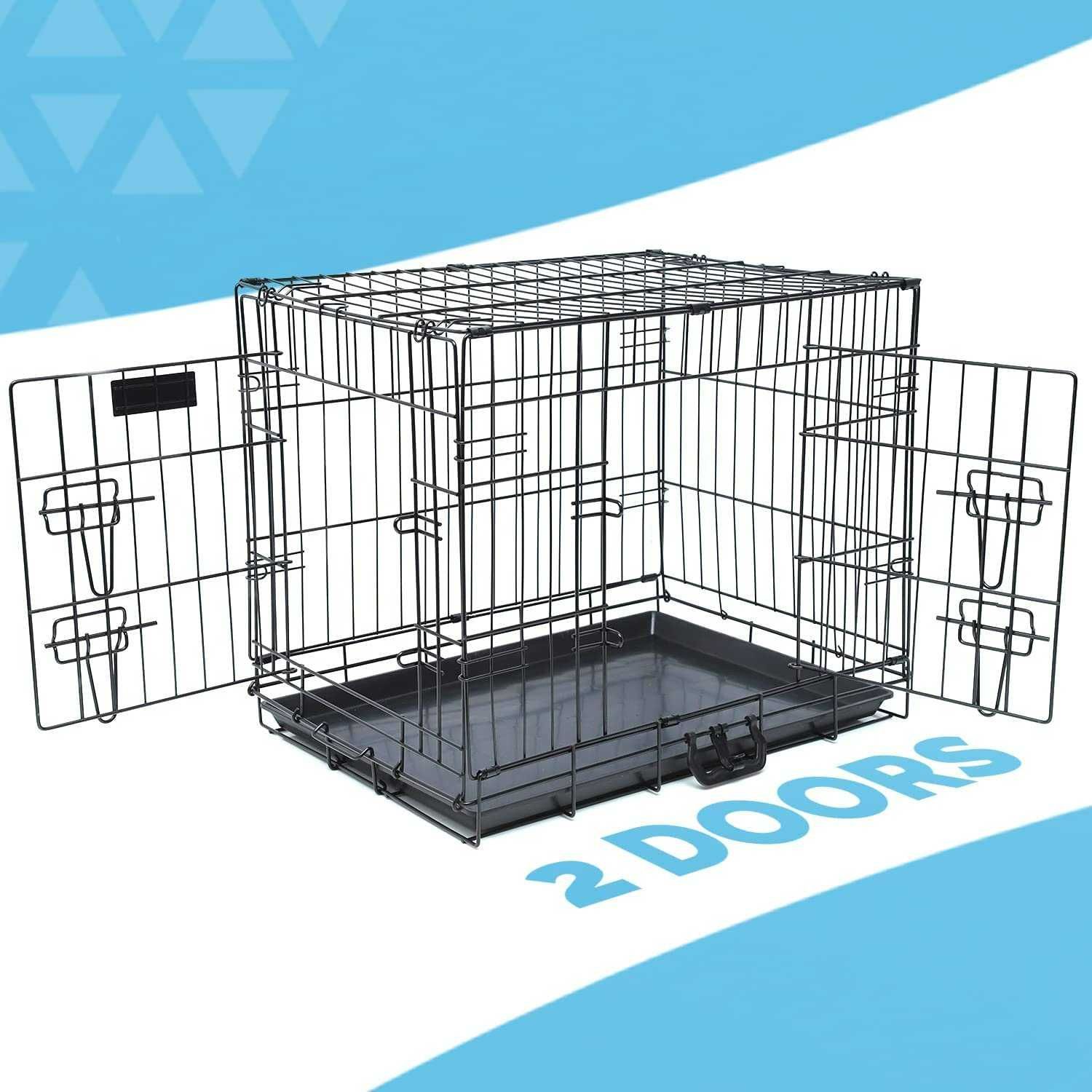 Novo! Dog Crate Jaula Transportadora Metálica com 2 Portas