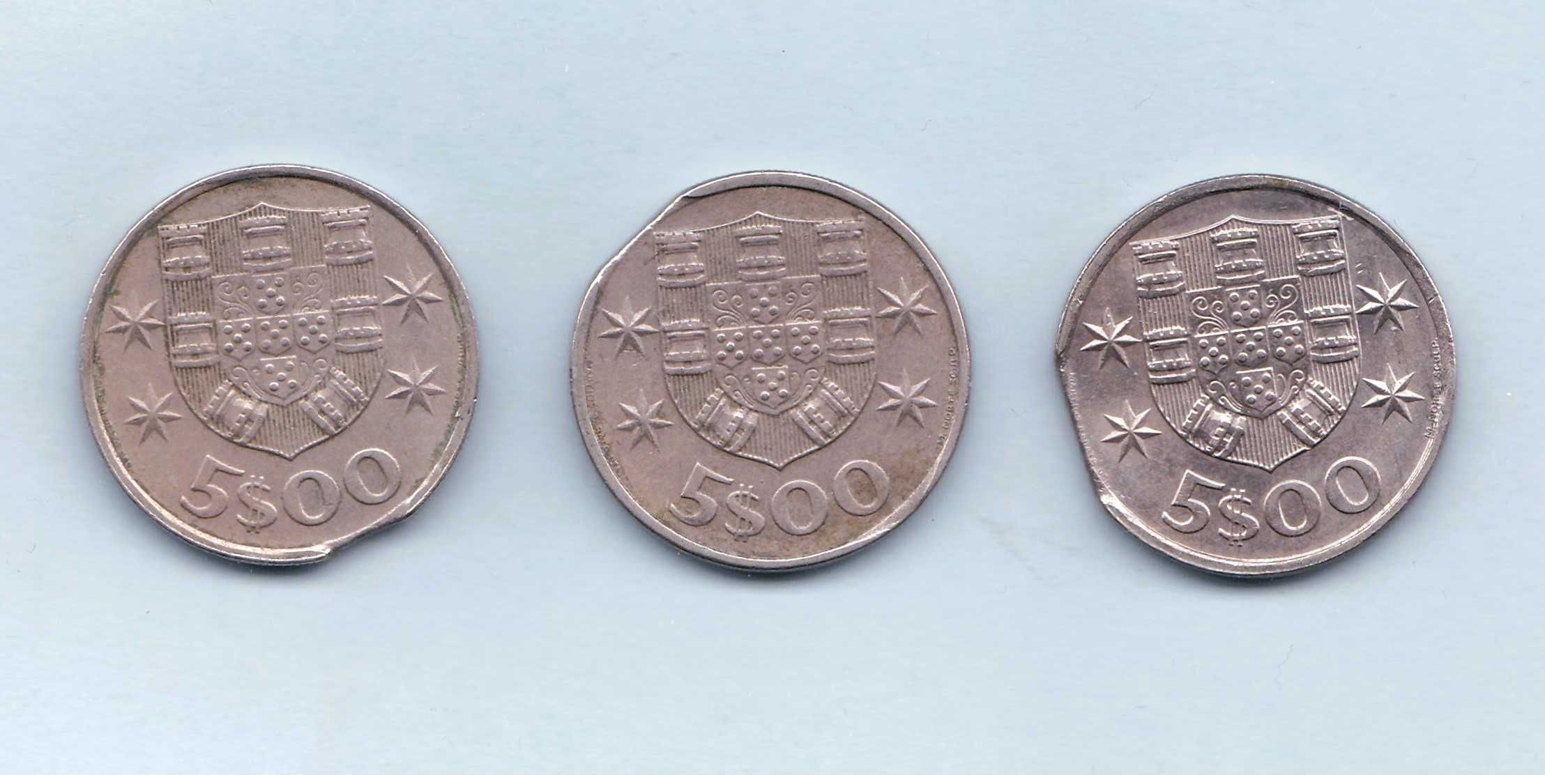 3 moedas 5 escudos com erro