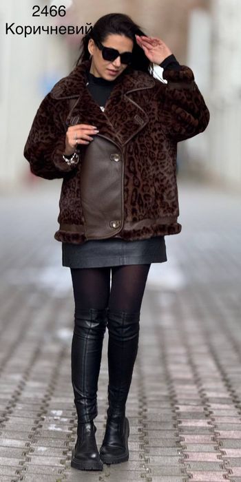 Комбінована жіноча шуба / дублянка