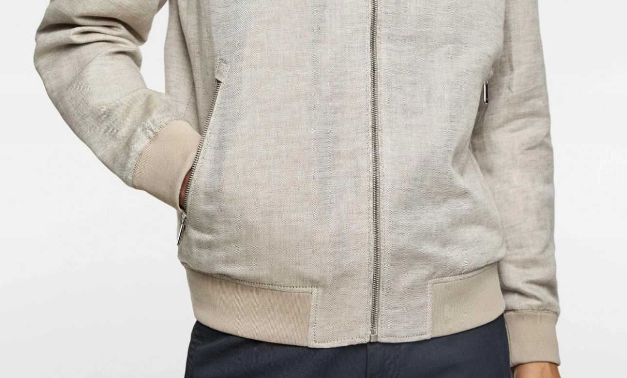 ZARA MAN nowa klasyczna kurtka wiosna lato bawełna len bomber XL