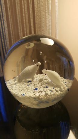 Stara kula szklana figurka foki akwarium Murano przycisk do papieru