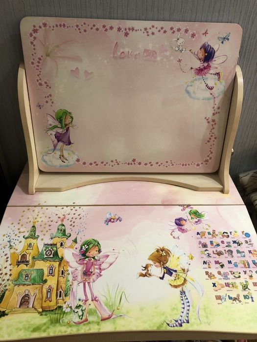 Парта дитяча зі стільцем та мольбертом для дівчинки