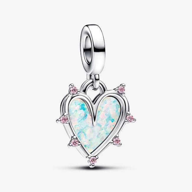 Pendente Dupla Opalescente Amizade Pandora em Prata de Lei 925 Novo!