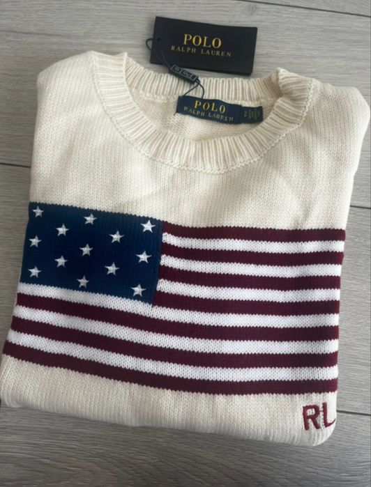 Camisola RL bege com bamdeira EUA