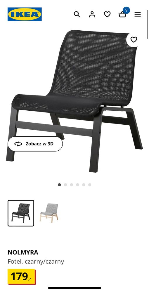 Fotel Ikea Nolmyra czarny