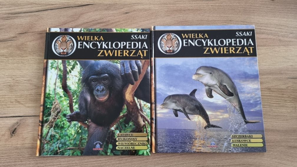 Wielka encyklopedia zwierząt ssaki, 2 szt, małpy, delfiny