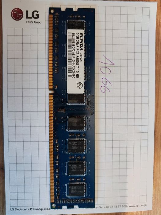 Ram DDR3  2GB 1066, 1333 MHz elpida, hynix