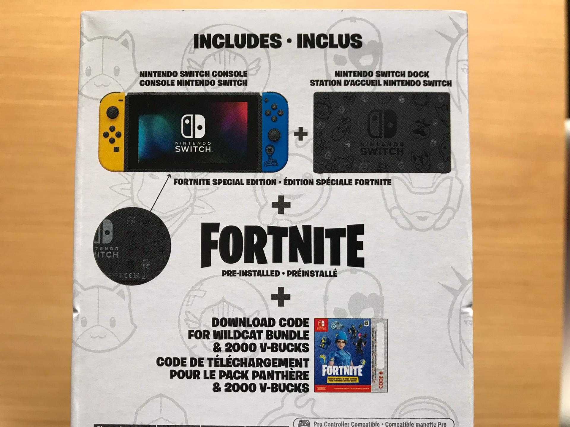 Nintendo Switch V2 Edição Fortnite - SEM CÓDIGO | Apenas a Caixa, ñ inclui Consola