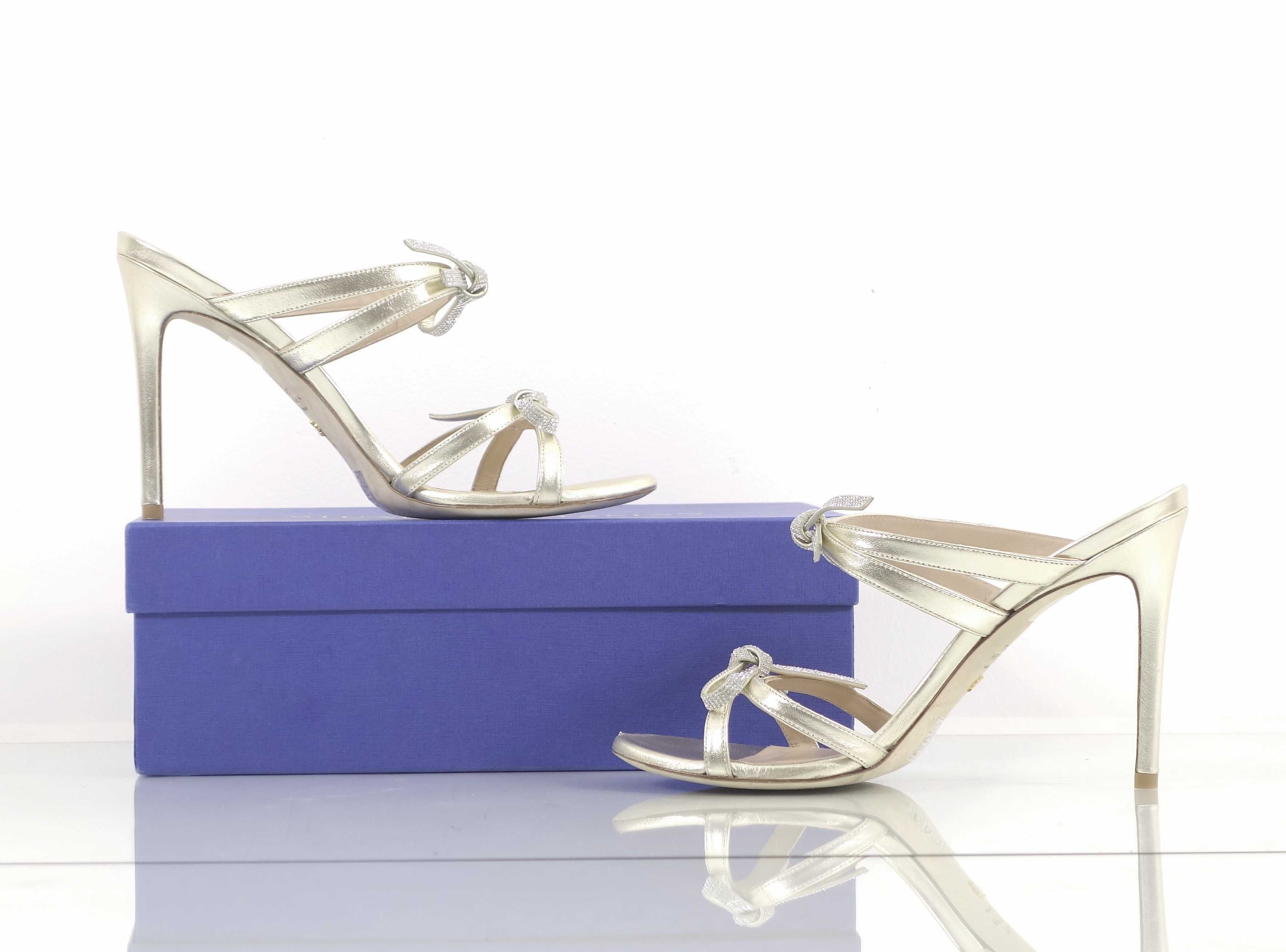 STUART WEITZMAN SW BOW Nowe Sandały Skórzane Na Obcasie  40