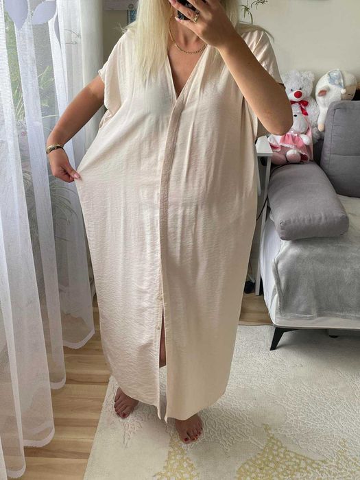 Damska koszulowa sukienka H&M rozpinana narzutka luzna midi XS uniwers