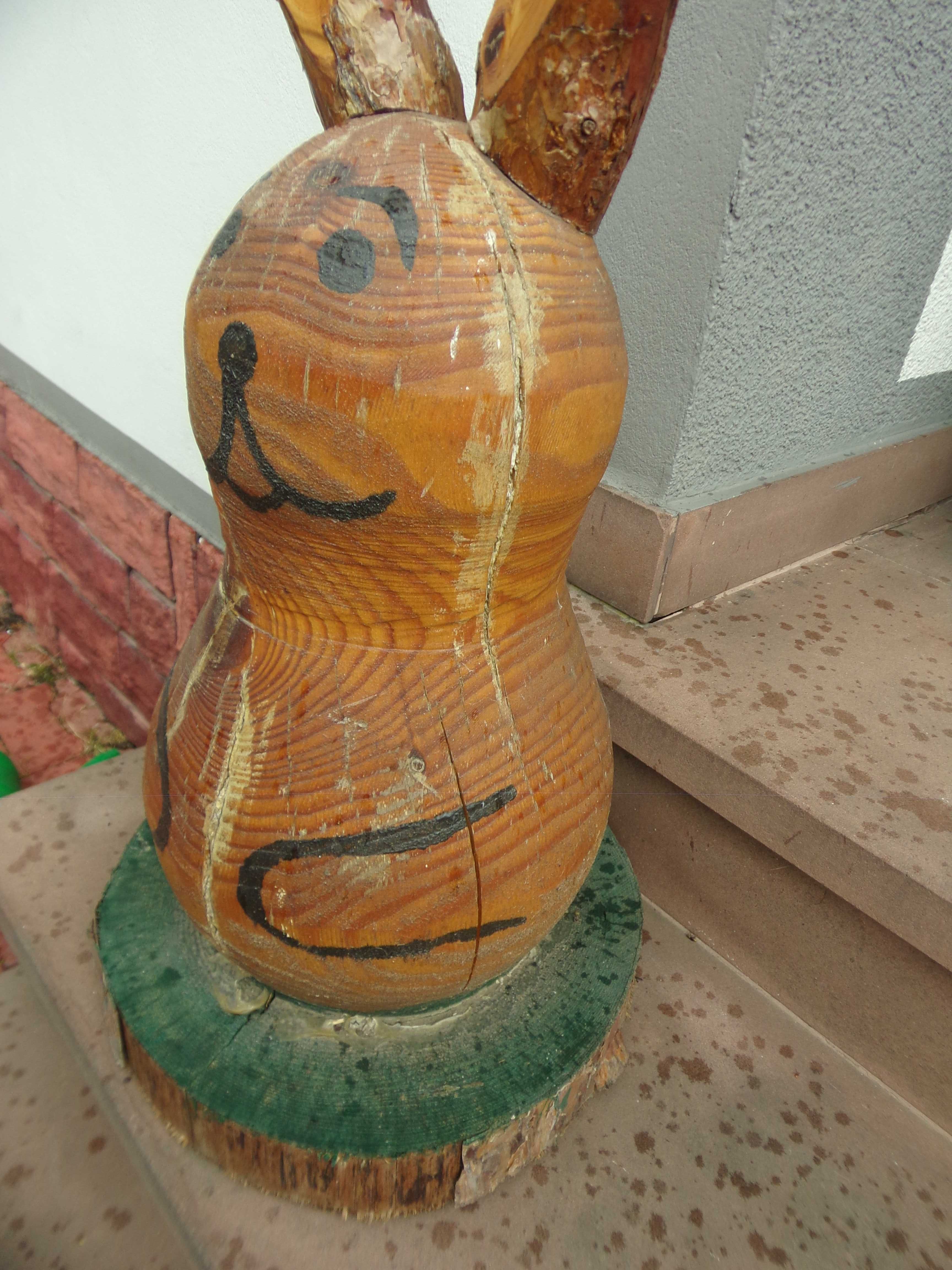Duży Zając z drewna drewniany dekoracja ozdoba do ogrodu Handmade