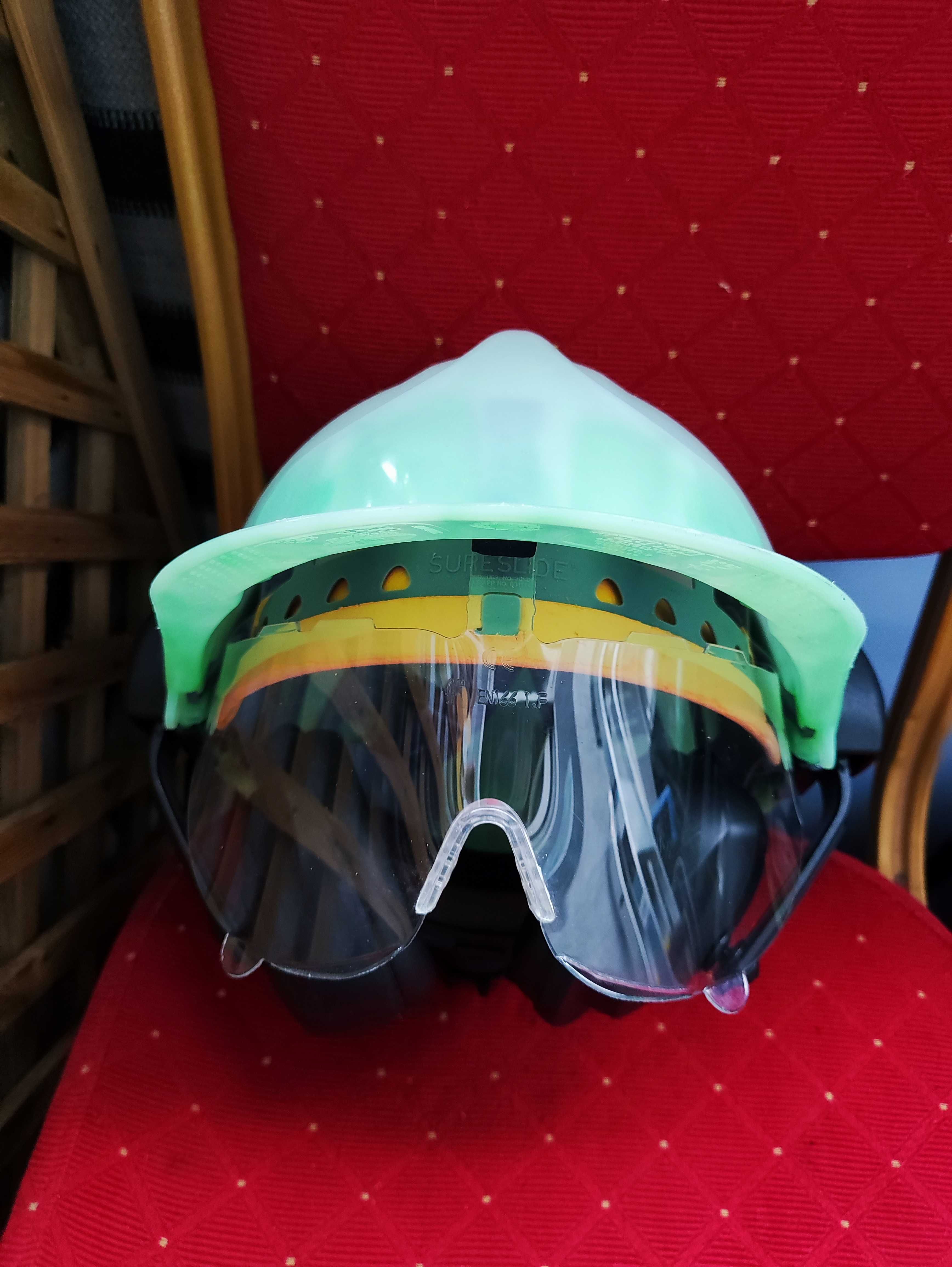 Kask Budowlany Ochronny Nauszniki Słuchawki Okulary ochronne pilarz