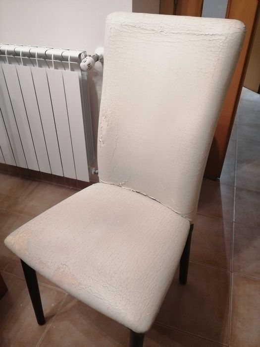6 cadeiras em faia c/ tecido para estofar/forrar  (Paços de Ferreira)