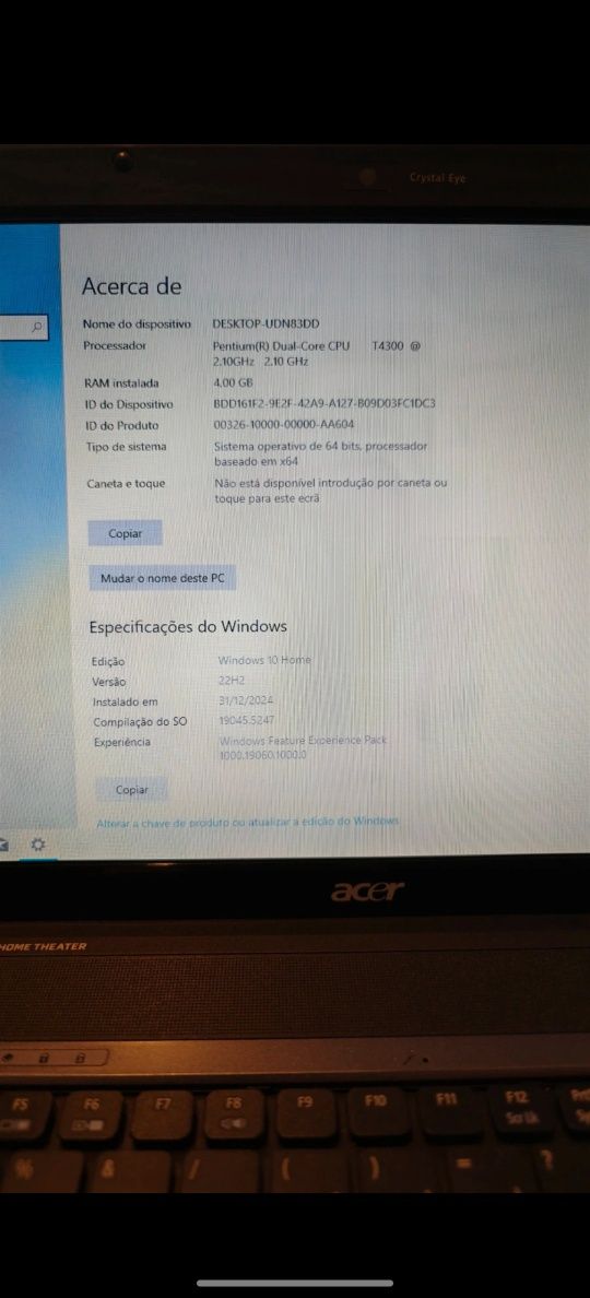 Portátil Acer Aspire 5738ZG