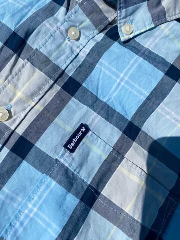 Koszula męska w kratę Barbour niebieski S Tailored fit style old money