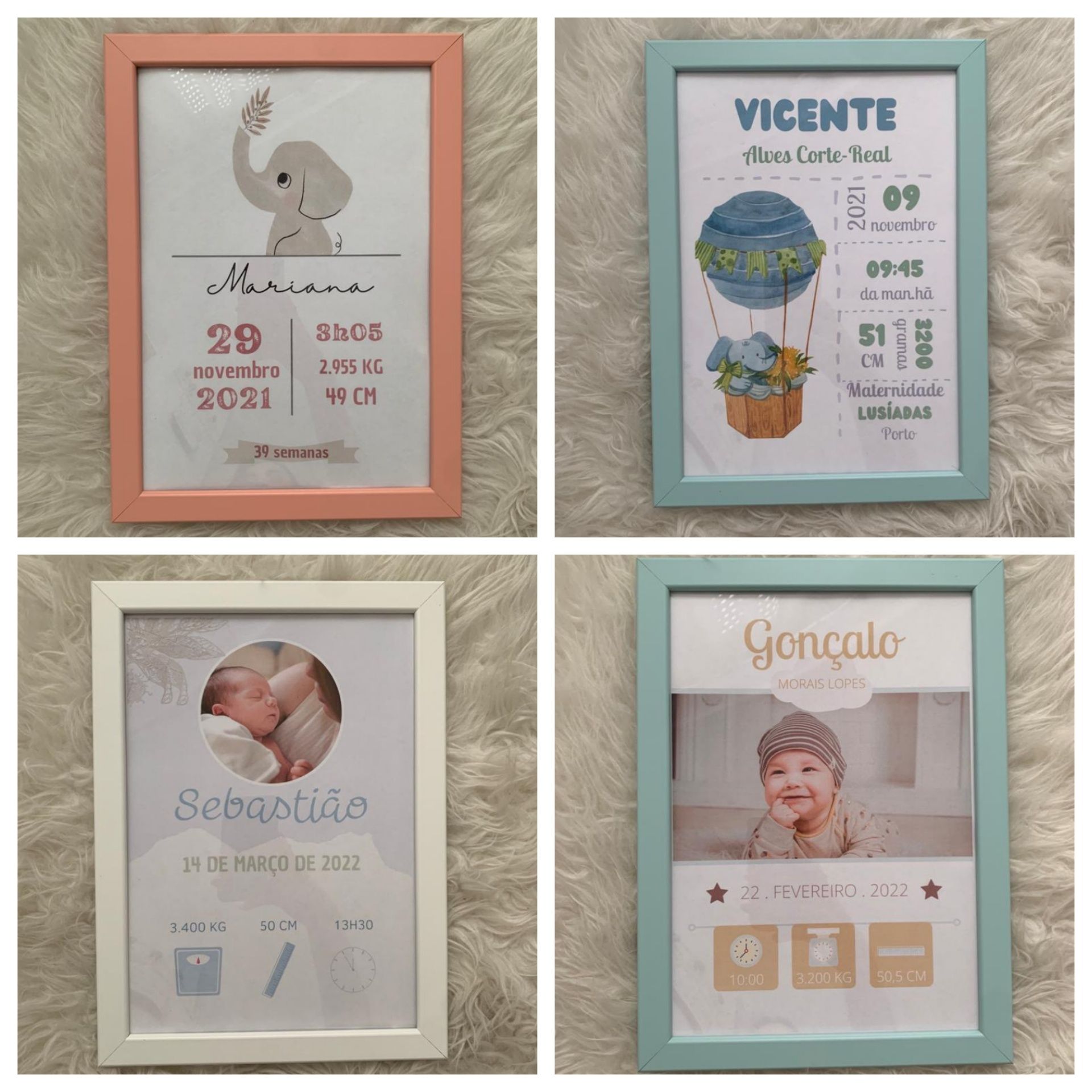 Molduras/quadros personalizadas A4 | Bebé