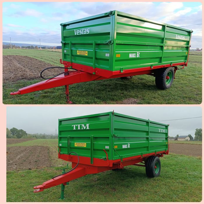 Przyczepa wywrotka jednoosiowa TIM, kiper na 3 strony