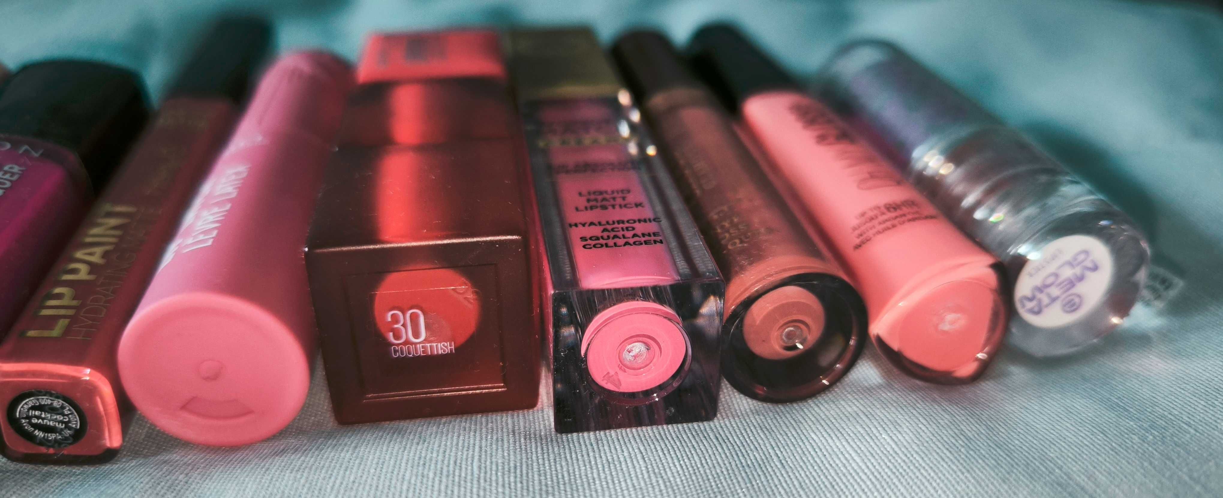 Duży zestaw szminek, tuszy, lakiery - Rimmel, Maybelline, Eveline...
