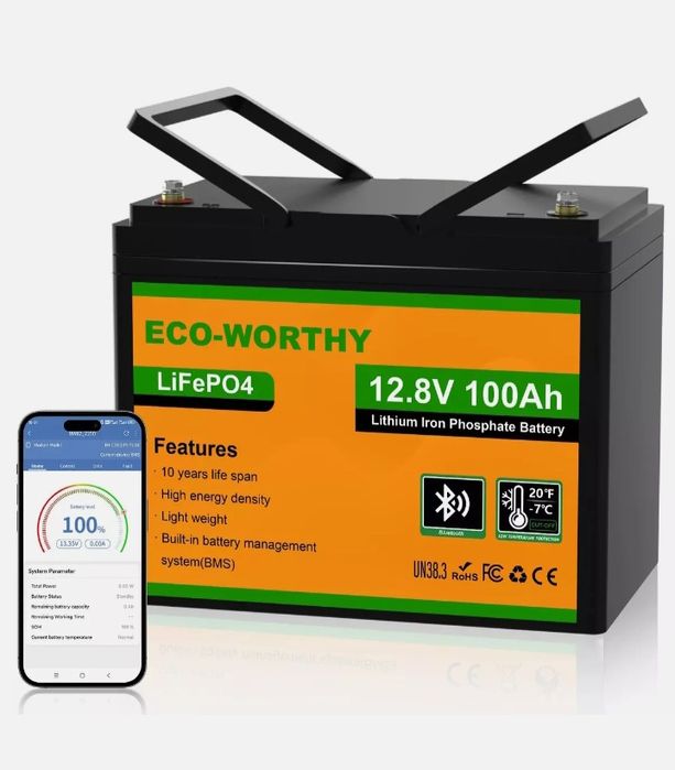ECO Worthy 12V 100Ah Smart LiFePo4 Akumulator ECO Worthy Bluetooth