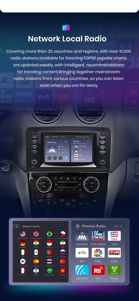 Rádio 7" android 2/32GB Mercedes W164 X164 GL e M Carplay 4G SELADO
