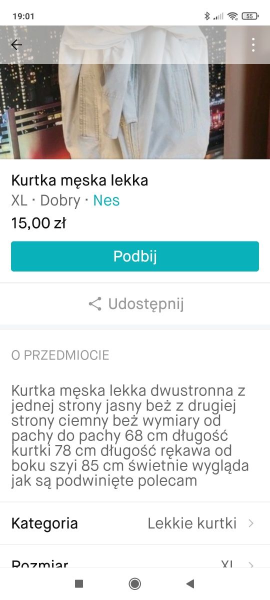 Kurtka dwustronna meska