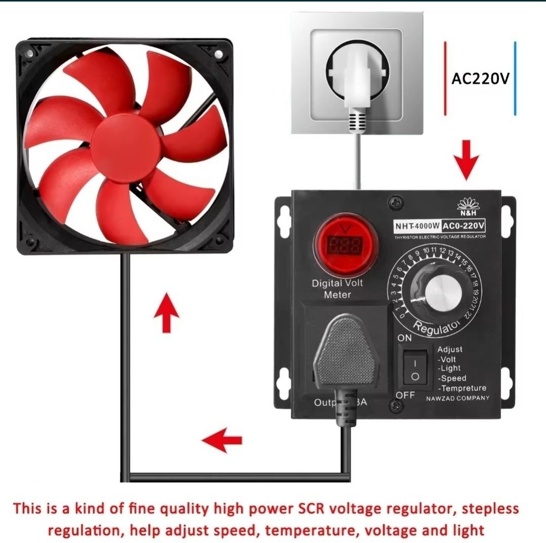 Regulator obrotów napięcia 230Volt 4000Wat Max wyświetlacz LED
