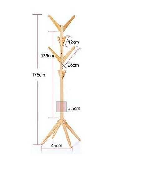Stojak wieszak podłogowy do przedpokoju łazienki biura drewniany 175