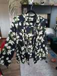 Bluzka George 44 2XL kopertowa czarna w kwiaty