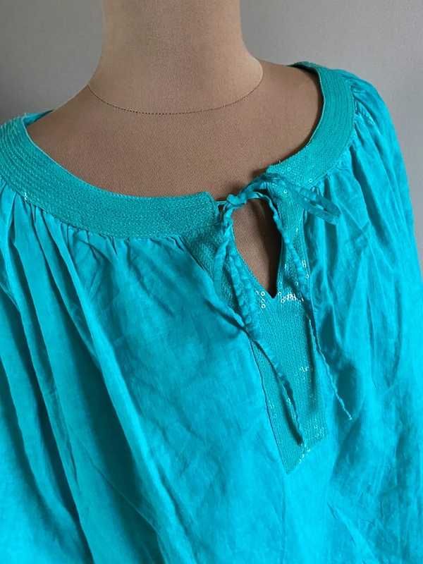 Xxxl c&a morska turkus koszula oversize +size 48 50 wiosna mięta